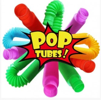 Набор из 5 игрушек для детей POP Tubes - яркие цветные трубки легко соединяются . . фото 5