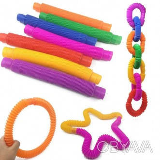 Набір з 5 іграшок для дітей POP Tubes - яскраві кольорові трубки легко з'єднують. . фото 1