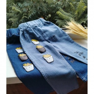 Стильні дитячі джинси на осінь, прикрашені накатом. Пояс на резиночці. Матеріал . . фото 5