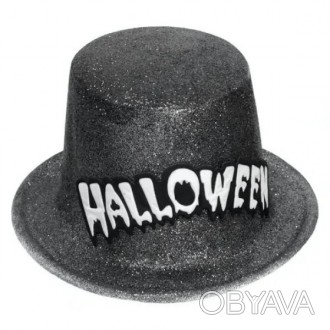  Капелюх Циліндр Halloween на Хелловін 18-994BLK-WT Карнавальний капелюшок цилін. . фото 1