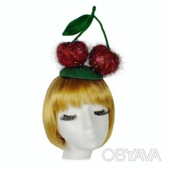  Капелюшок Леді Вишенька 18-1083 Незвичайний капелюшок на шпильках для карнаваль. . фото 1