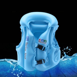 Три размера A B C
 Надувной детский жилет для плаванья, размер S, цвет: голубой,. . фото 7