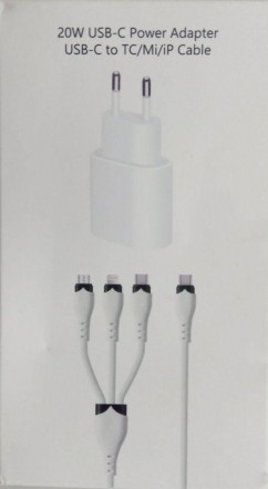 Комплект блок питания + тройной кабель.
Блок питания 20W USB-С Power Adapter
Тро. . фото 2