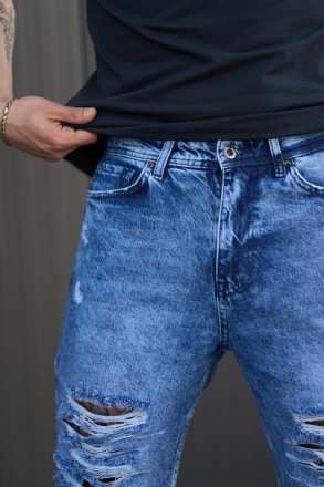 Джинсовые шорты для мужчин темно-синие, модные летние мужские шорты рваные 
Мужс. . фото 5