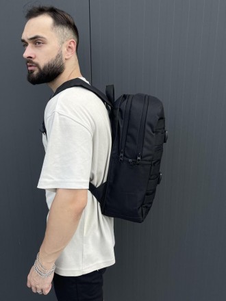 Чоловічий стильний рюкзак спортивний чорний
- Розмір: 45х27,5х15 см; 
- Матеріал. . фото 6