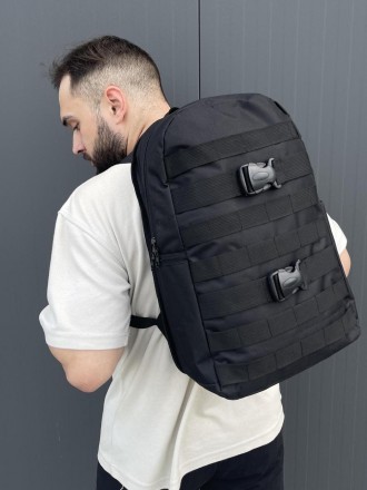 Чоловічий стильний рюкзак спортивний чорний
- Розмір: 45х27,5х15 см; 
- Матеріал. . фото 4