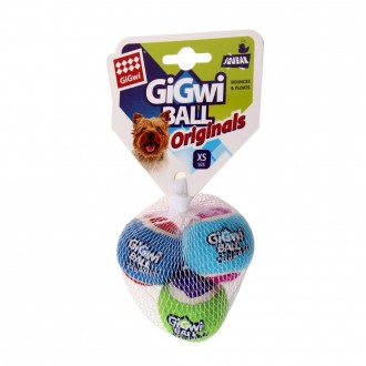 Гумова іграшка Gigwi Ball Originals м'ячик із пищалкою для собак 4 см набір із 3. . фото 3
