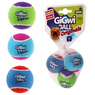 Гумова іграшка Gigwi Ball Originals м'ячик із пищалкою для собак 4 см набір із 3. . фото 2