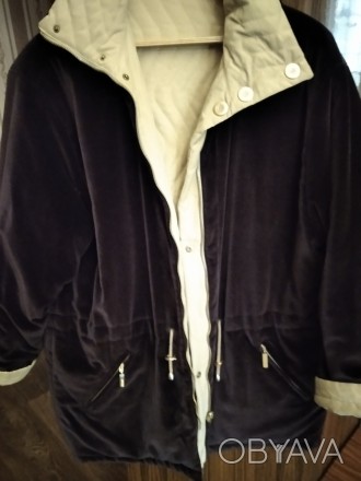 продается куртка двойного назначения, одна сторона велюр, другая плащевка, утепл. . фото 1