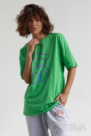 Супер свободная и легкая - эта молодежная футболка с лаконичным принтом сделает . . фото 1