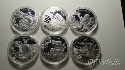Набір монет Соломонові острови 2019 (6 штук). Монети нові. Розмір: 40*3 мм.. . фото 1