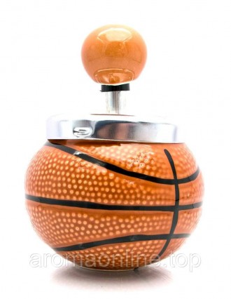 Пепельница с крышкой керамическая "Баскетбольный мяч" (13,5х9,5х9,5 см). . фото 2