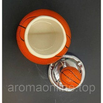 Пепельница с крышкой керамическая "Баскетбольный мяч" (13,5х9,5х9,5 см). . фото 3