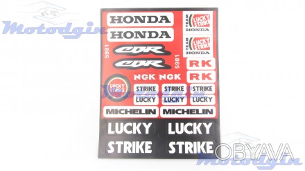Набор наклеек Honda Lucky Strike ( Хонда лаки страйк ) набор наклеек на листе 22. . фото 1