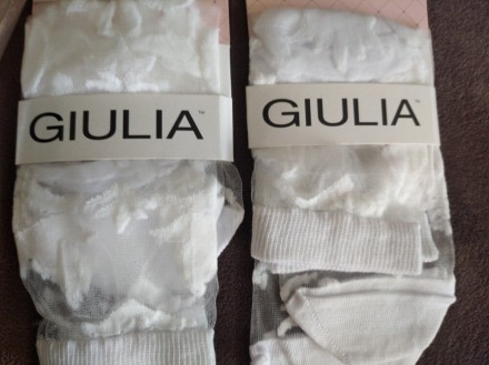 Капроновые белые в узорах женские носки,р.39-40, Giulia .. . фото 3