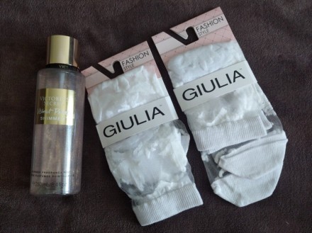 Капроновые белые в узорах женские носки,р.39-40, Giulia .. . фото 2