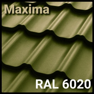 Металочерепиця MAXIMA ™ RAL- 6020 PEMA 0,45 мм 
1 лист (1195 мм х 2250 мм) = 2,6. . фото 2