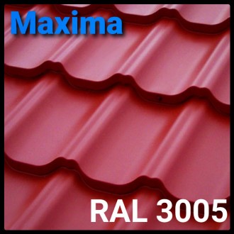 Металлочерепица MAXIMA 3005 PEMA RAL 3005 0,45 мм * лист (1195 мм х 2250) 2,689 . . фото 2