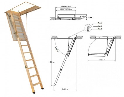 Раскладная чердачная лестница FAKRO LWS smart | 60 мм / 130 мм / 305 мм | трех-с. . фото 2