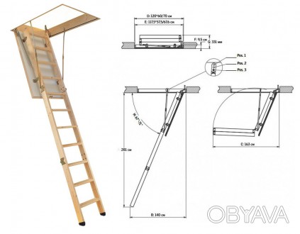 Раскладная чердачная лестница FAKRO LWS smart | 60 мм / 130 мм / 305 мм | трех-с. . фото 1