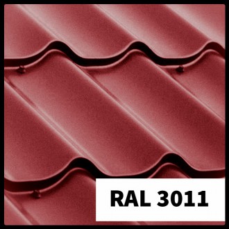 Металлочерепица "Сталекс Атланта" - RAL 3011 (красная) PE 0,45 мм Optima-Steel .. . фото 2