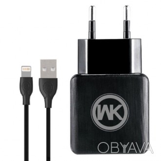 Мережевий зарядний пристрій WK WP-U11i Blanc зарядний пристрій з 2 USB-роз'ємами. . фото 1