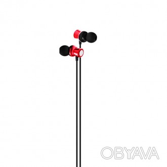 Навушники вакуумні провідні з мікрофоном Recci REW-A01 Melody,червоні. . фото 1