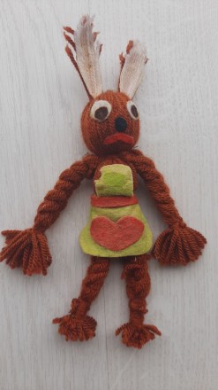 Плетеная старинная елочная игрушка Зайчиха (Германия). Николаев. фото 1