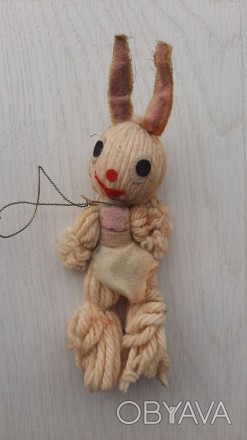 Плетеная старинная елочная игрушка Зайчиха (Германия)
