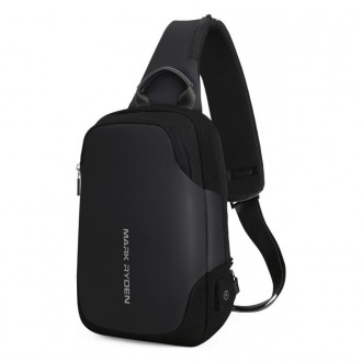 Рюкзак с одной лямкой Mark Ryden Mini Secret MR7056 Black
 Мужской черный рюкзак. . фото 2