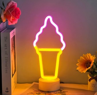 Ночник неоновый лампа светильник Мороженое Рожок
 
Характеристика
Материал: гибк. . фото 3