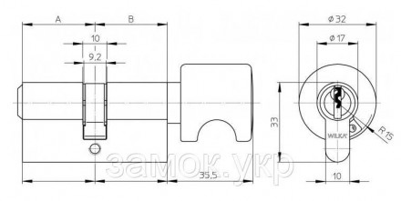 Цилиндровый механизм Wilka 1405 Class A ключ/тумблер черный 
 
Wilka 1405 A - на. . фото 3