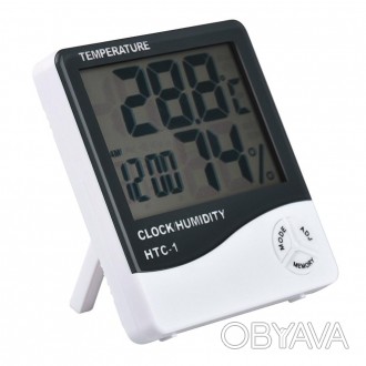 Термометр гигрометр с часами и будильником HTC-1, с доставкой по Киеву и Украине