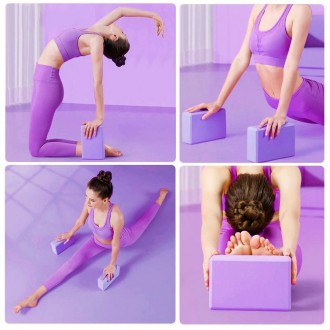 Кубик для йоги, характеристики:
	Колір: фіолетовий;
	Вага товару: 240 г;
	Розмір. . фото 8