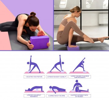 Кубик для йоги, характеристики:
	Колір: фіолетовий;
	Вага товару: 240 г;
	Розмір. . фото 5