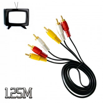 Кабель мультимедийный 3RCA to 3RCA 1.25м кабель тюльпан-тюльпан для приставки/ТВ. Одесса. фото 1 Кабель мультимедийный 3RCA to 3RCA 1.25м кабель тюльпан-тюльпан для приставки/ТВ. Одесса. фото 1