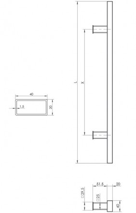 Алюминиевая ручка-скоба Wala QA10 40x20 90° двухсторонняя с креплением, черный м. . фото 4