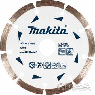 Особливості диска алмазного сегментованого Makita 125x22.23мм (D-52766):
	
	Приз. . фото 1