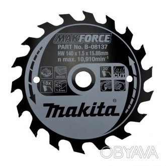 Особливості диска пиляльного Makita MAKForce 140х15,88мм (B-08137):
	
	Повністю . . фото 1