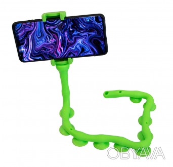 Гибкий держатель для телефона (смартфона) на стол Worm lazy holder зеленый, подс