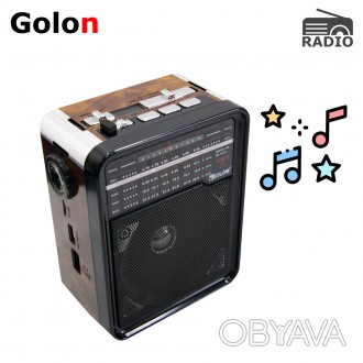 Переносной радиоприемник FM/AM/SW Golon RX-9100 Коричневий радио приемник USB+TF