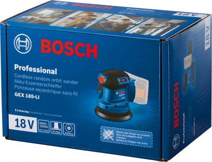 Bosch GEX 185-LI оптимально підходить для шліфування деревини та деревних матері. . фото 4