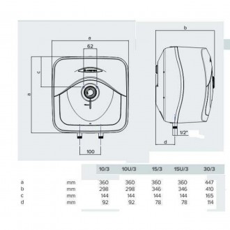 Електричний накопичувальний водонагрівач ARISTON ANDRIS RS 30/3
Літраж - 30 л
Ус. . фото 3