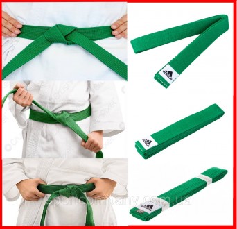 Пояс для кимоно Club зеленый ADIDAS ADIB220 карате тхекводо дзюдо айкидо боевых . . фото 2