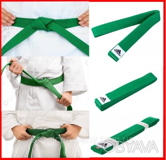 Пояс для кимоно Club зеленый ADIDAS ADIB220 карате тхекводо дзюдо айкидо боевых . . фото 1