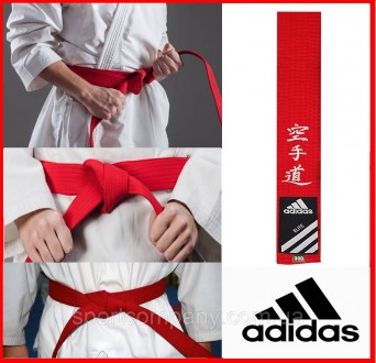 Пояс для кимоно ELITE красный ADIDAS с вышивкой карате тхекводо дзюдо айкидо бое. . фото 2