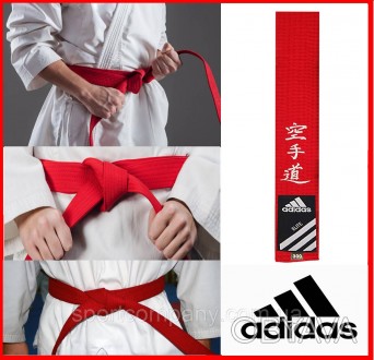 Пояс для кимоно ELITE красный ADIDAS с вышивкой карате тхекводо дзюдо айкидо бое. . фото 1
