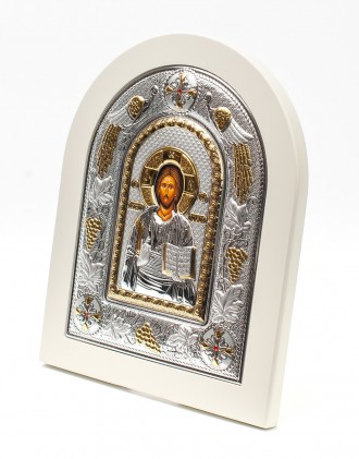 Гречемкая Серебрянапя Икона "Иисус Христос Спасител" 
 на белом дереве
серия ико. . фото 6