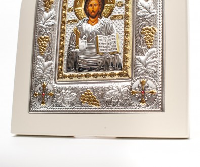 Гречемкая Серебрянапя Икона "Иисус Христос Спасител" 
 на белом дереве
серия ико. . фото 3