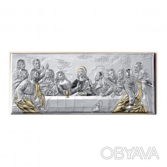 Серебряная икона Тайная Вечеря с позолотой 
Красивая икона с Греции. Сделана по . . фото 1